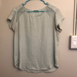 Blue blouse with mesh paneling